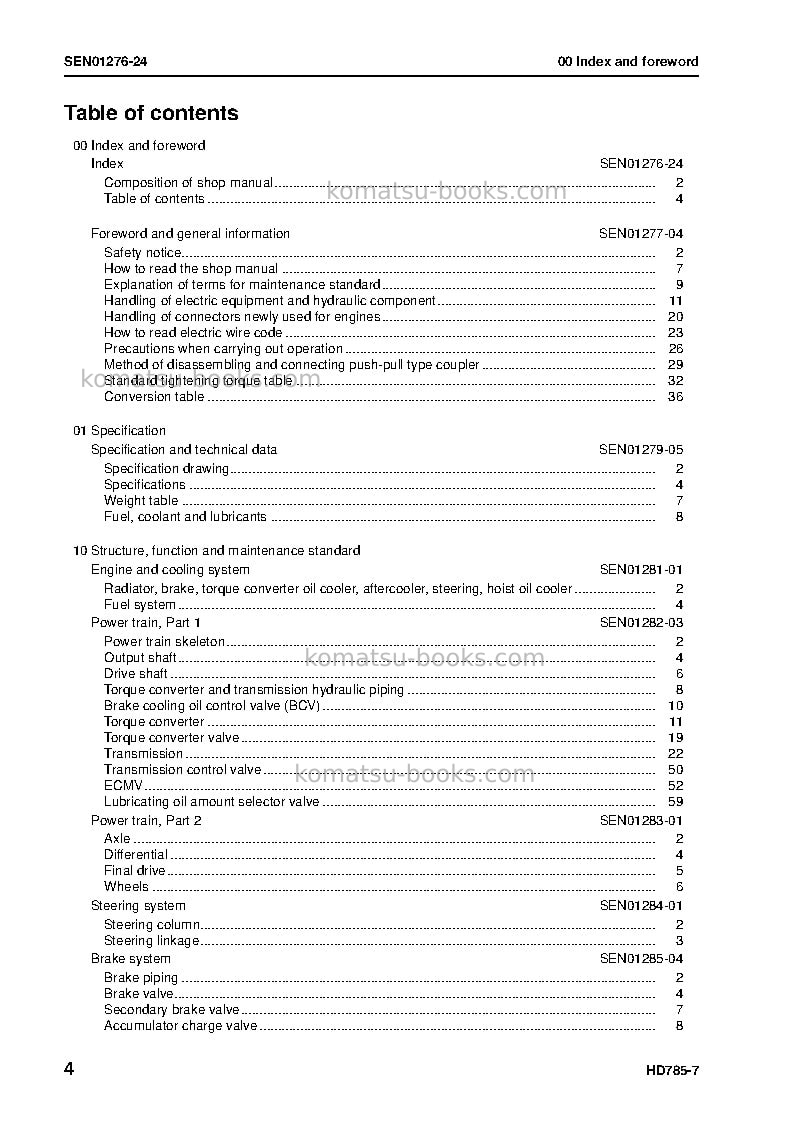 Komatsu hd785-7jpn Repair & maintenance cover Page 6