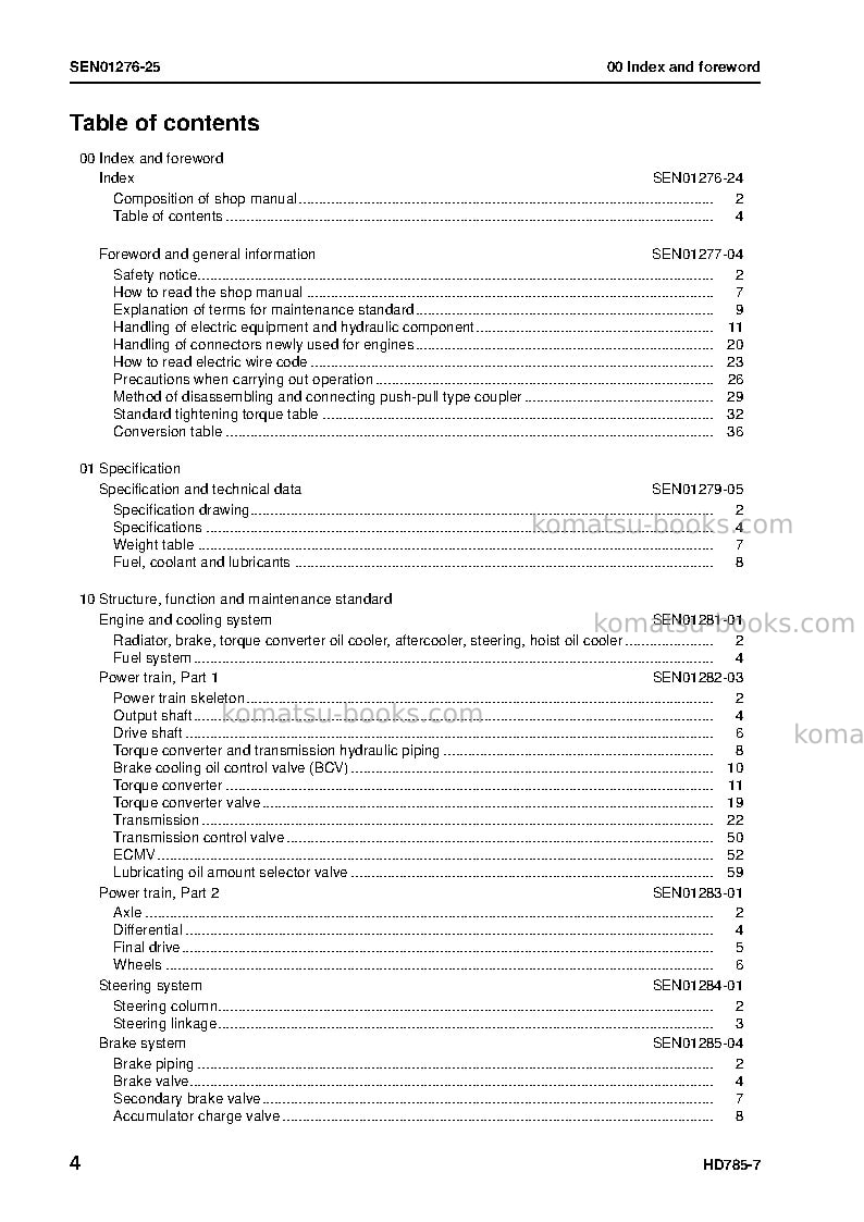 Komatsu hd785-7jpn Repair & maintenance cover Page 6