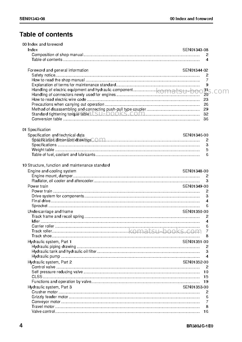 Komatsu br380jg-1jpn-tier3 Repair & maintenance cover Page 6 Komatsu br380jg-1jpn-tier3 Repair & maintenance cover Page 6