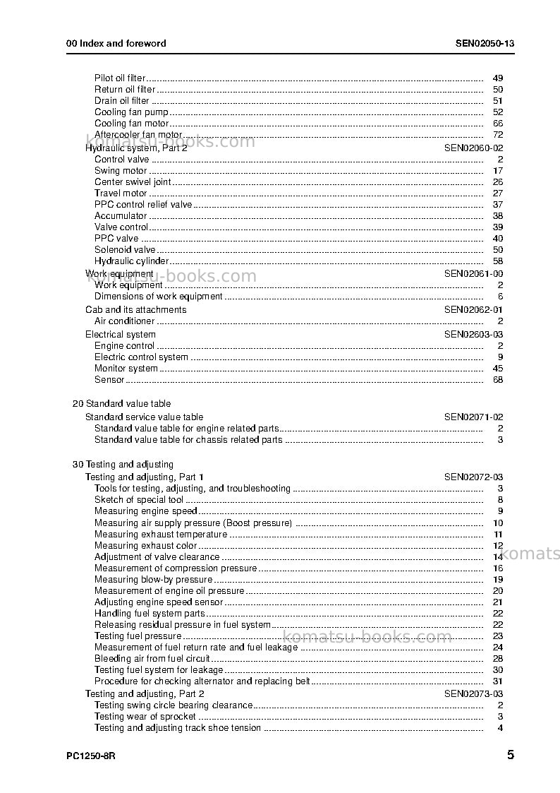Komatsu pc1250-8jpn-r Repair & maintenance cover Page 6 Komatsu pc1250-8jpn-r Repair & maintenance cover Page 6