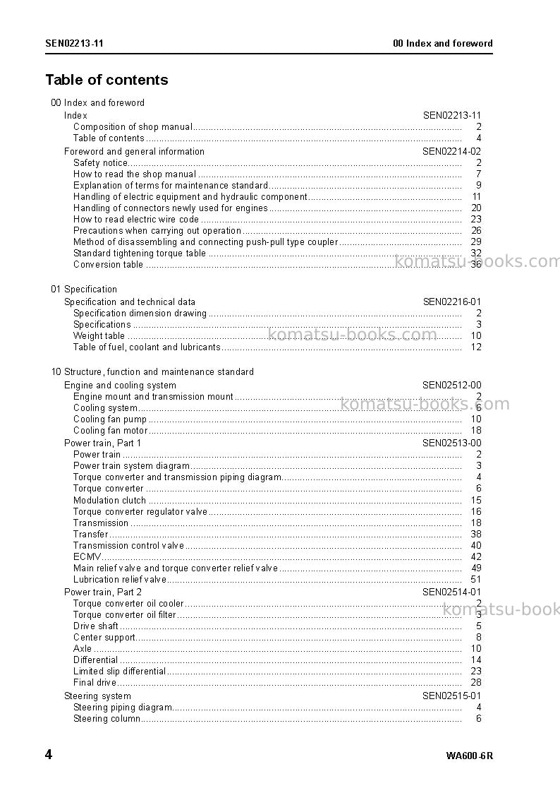 Komatsu wa600-6jpn-w/o egr Repair & maintenance cover Page 6