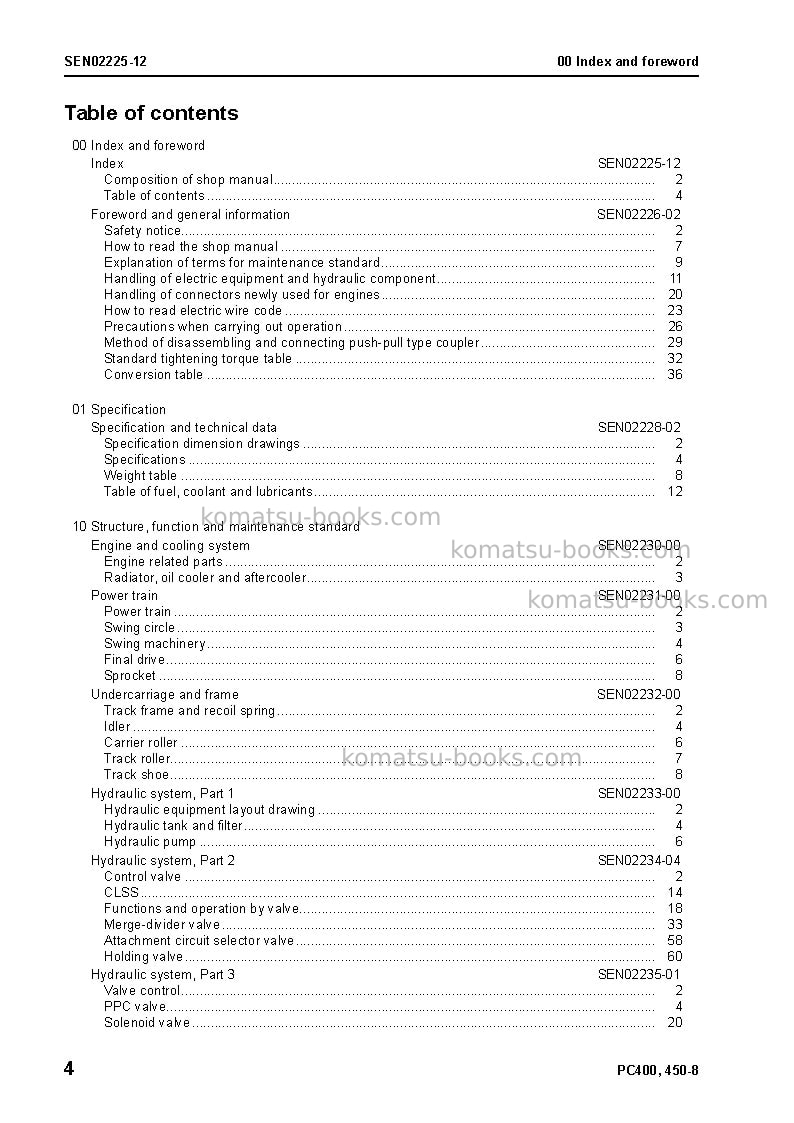 Komatsu pc400lc-8jpn-work equipment grease 100h Repair & maintenance cover Page 6
