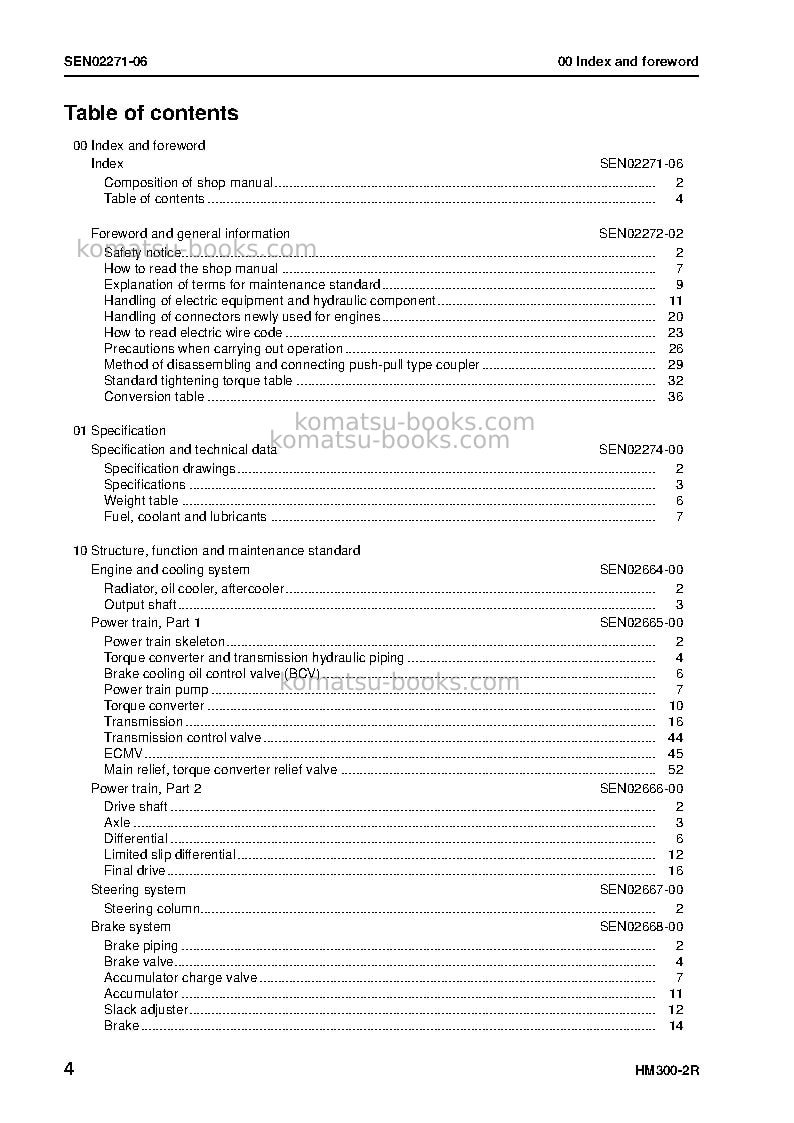 Komatsu hm300-2jpn-w/o egr Repair & maintenance cover Page 6 Komatsu hm300-2jpn-w/o egr Repair & maintenance cover Page 6