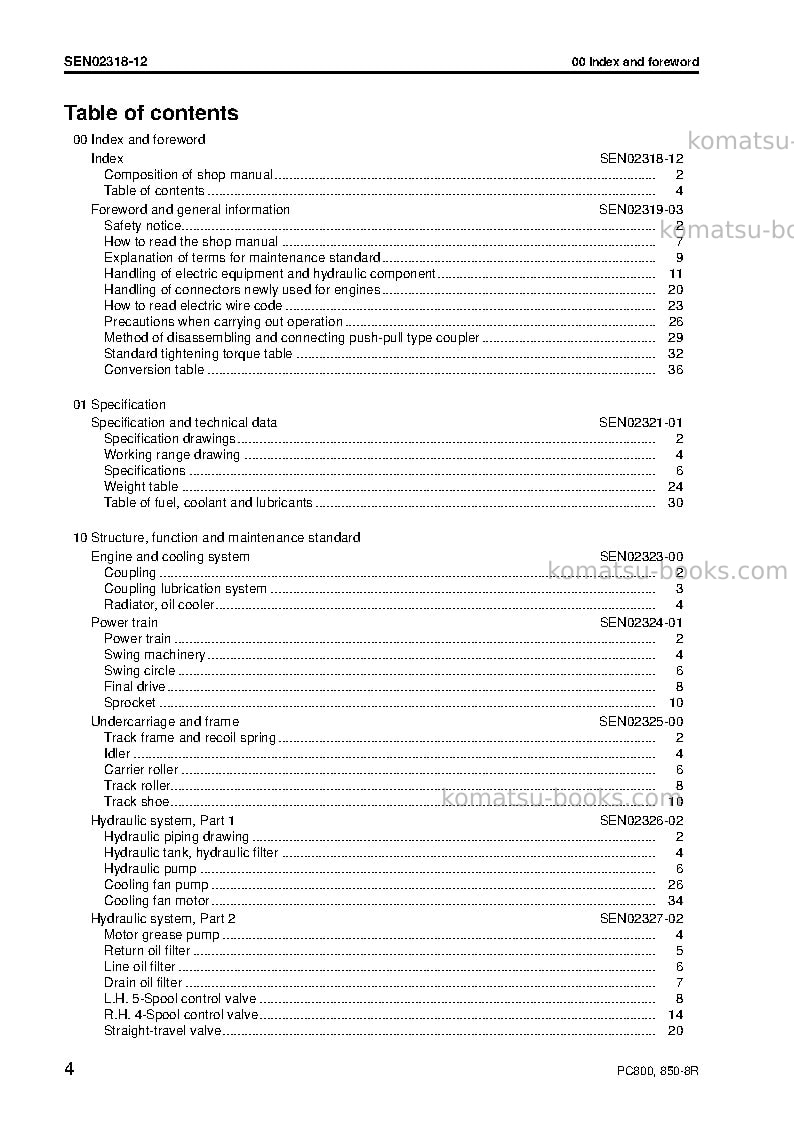Komatsu pc800lc-8jpn-r Repair & maintenance cover Page 6