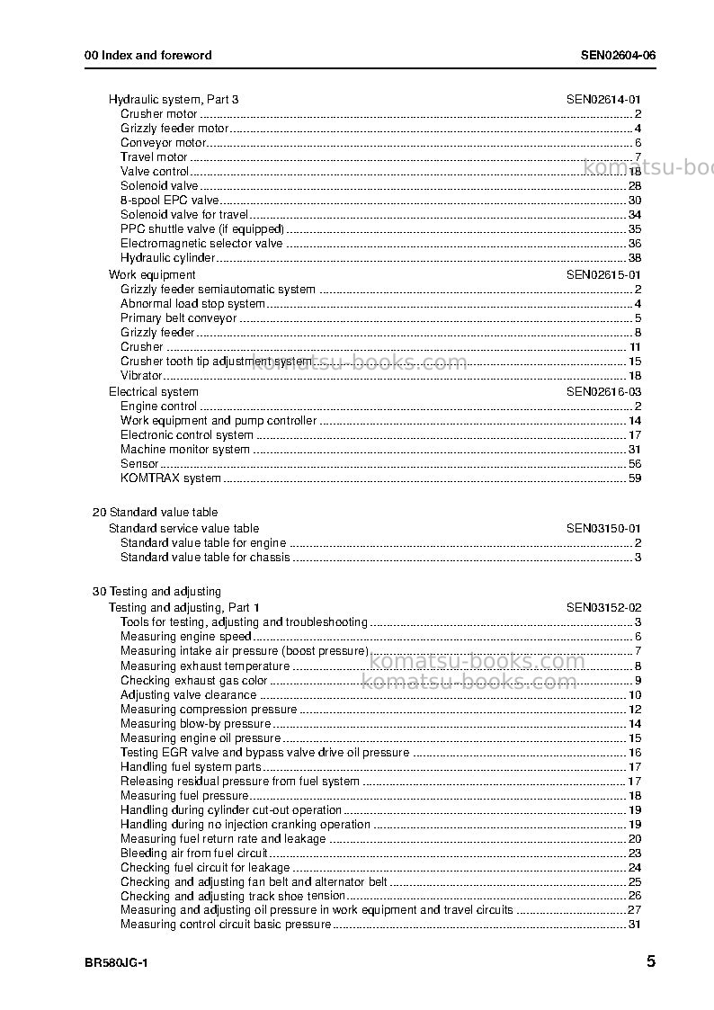 Komatsu br580jg-1jpn Repair & maintenance cover Page 6