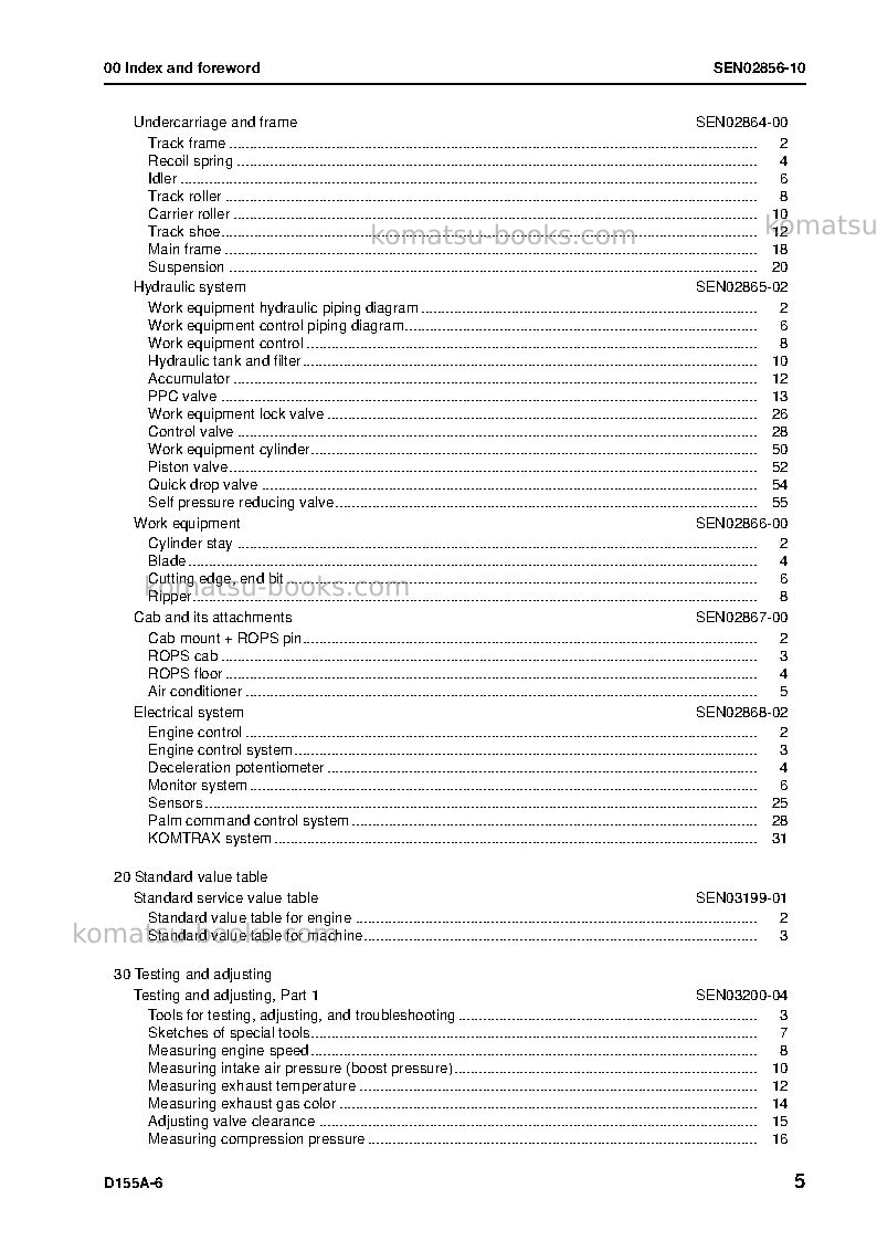 Komatsu d155a-6jpn Repair & maintenance cover Page 6 Komatsu d155a-6jpn Repair & maintenance cover Page 6