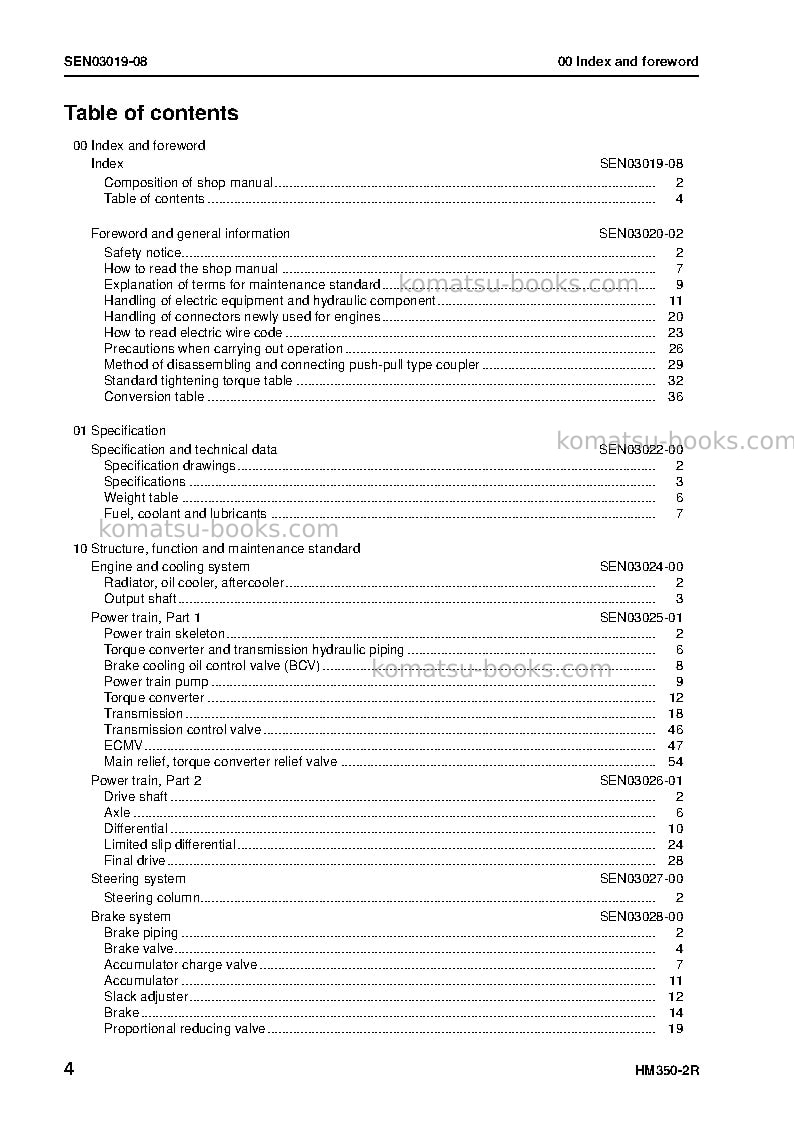 Komatsu hm350-2jpn-w/o egr Repair & maintenance cover Page 6