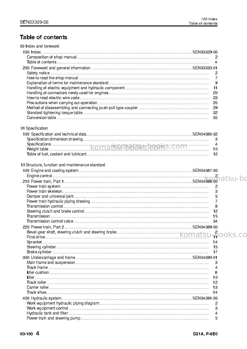 Komatsu d21p-8jpn-e0 Repair & maintenance cover Page 6