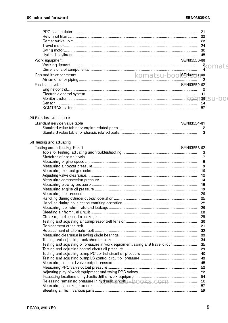 Komatsu pc350lc-7jpn-e0, work equipment grease 500h Repair & maintenance cover Page 6 Komatsu pc350lc-7jpn-e0, work equipment grease 500h Repair & maintenance cover Page 6