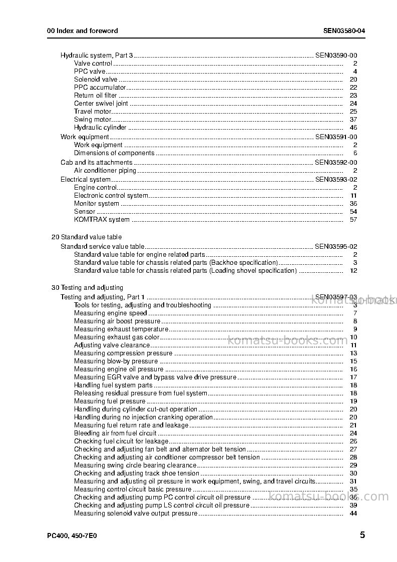 Komatsu pc400-7jpn-tier3, work equipment grease 100h Repair & maintenance cover Page 6