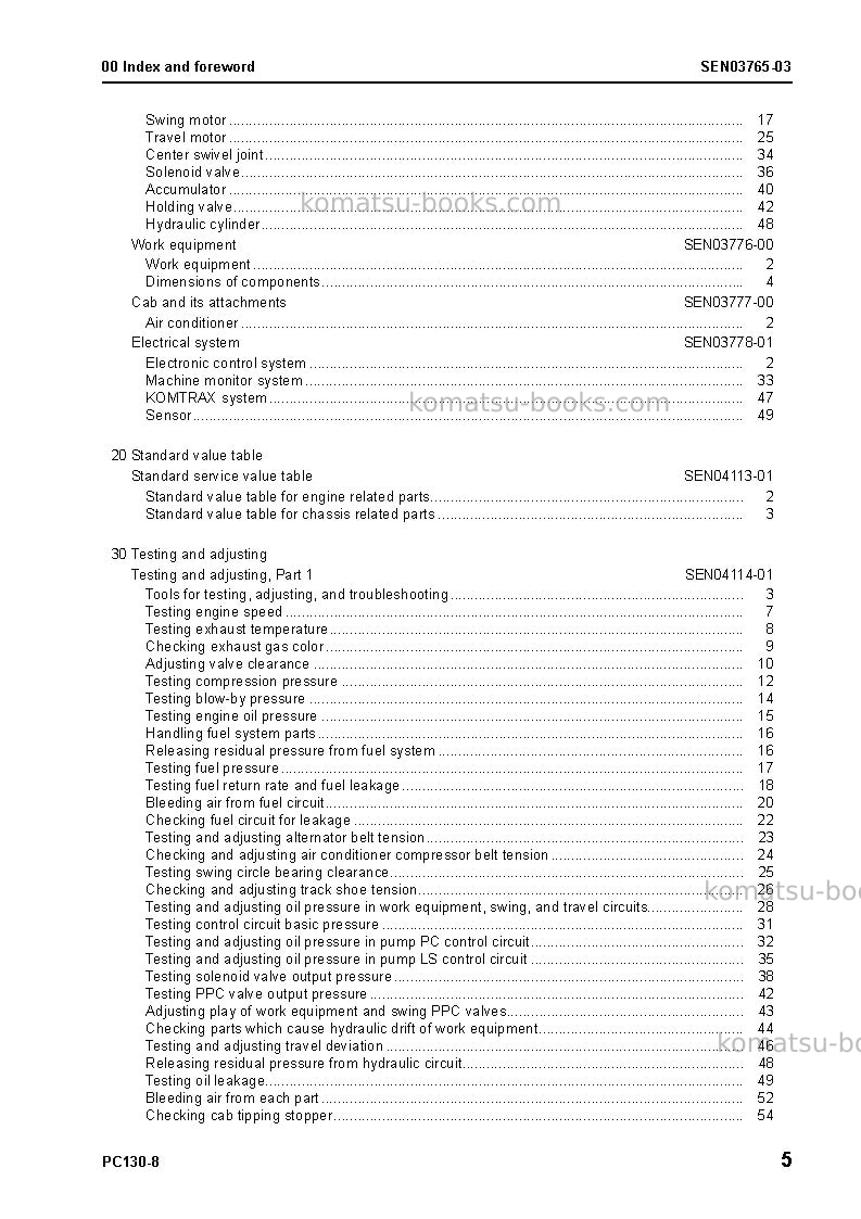 Komatsu pc130-8tha Repair & maintenance cover Page 6 Komatsu pc130-8tha Repair & maintenance cover Page 6