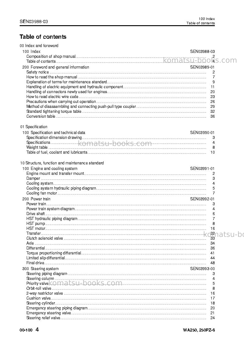 Komatsu wa250pz-6jpn Repair & maintenance cover Page 6