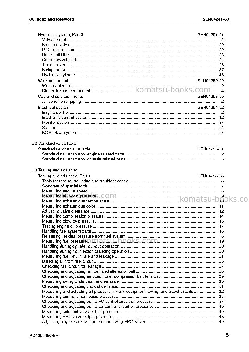 Komatsu pc400-8jpn-w/o egr, work equipment grease 100h Repair & maintenance cover Page 6
