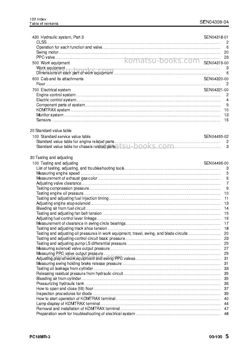 Komatsu pc18mr-3jpn Repair & maintenance cover Page 6