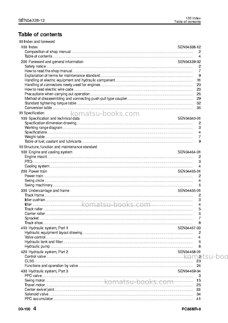 Komatsu pc88mr-8jpn Repair & maintenance cover Page 6 Komatsu pc88mr-8jpn Repair & maintenance cover Page 6
