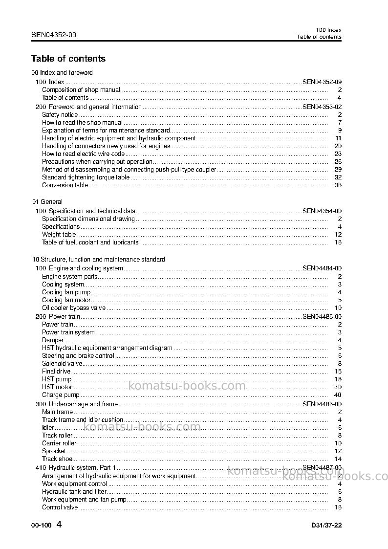 Komatsu d37px-22jpn Repair & maintenance cover Page 6 Komatsu d37px-22jpn Repair & maintenance cover Page 6
