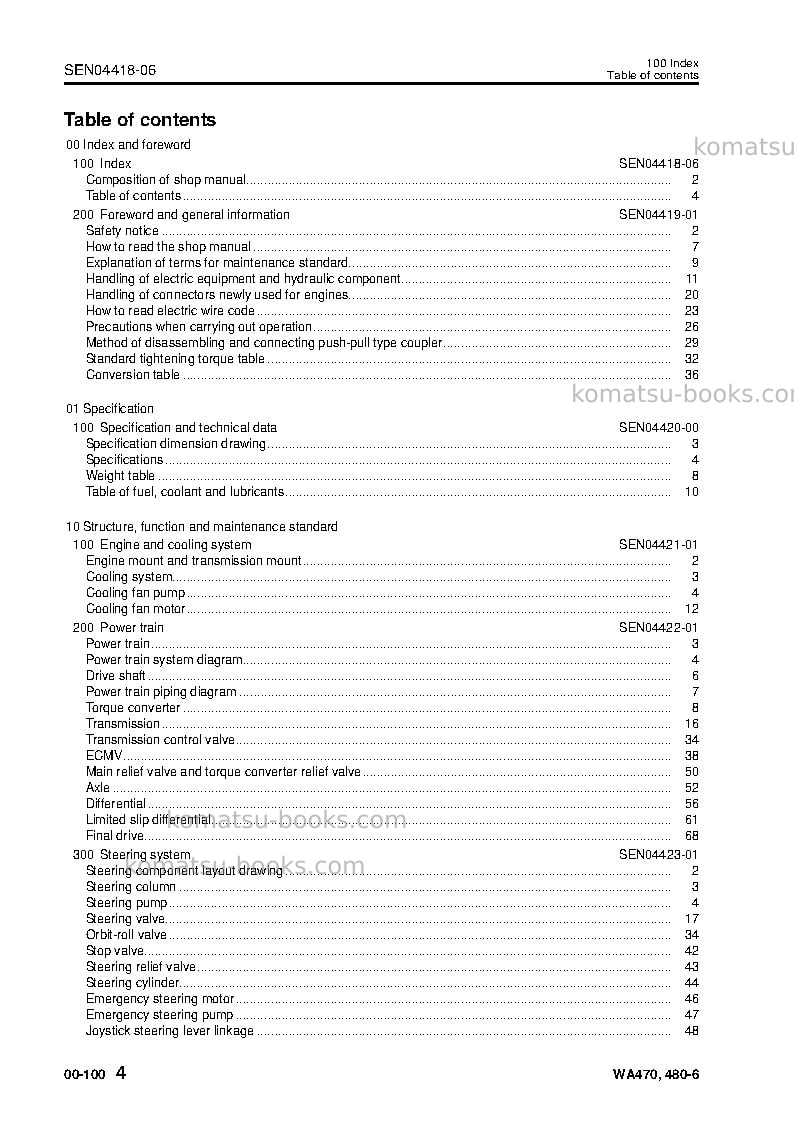 Komatsu wa480-6jpn Repair & maintenance cover Page 6