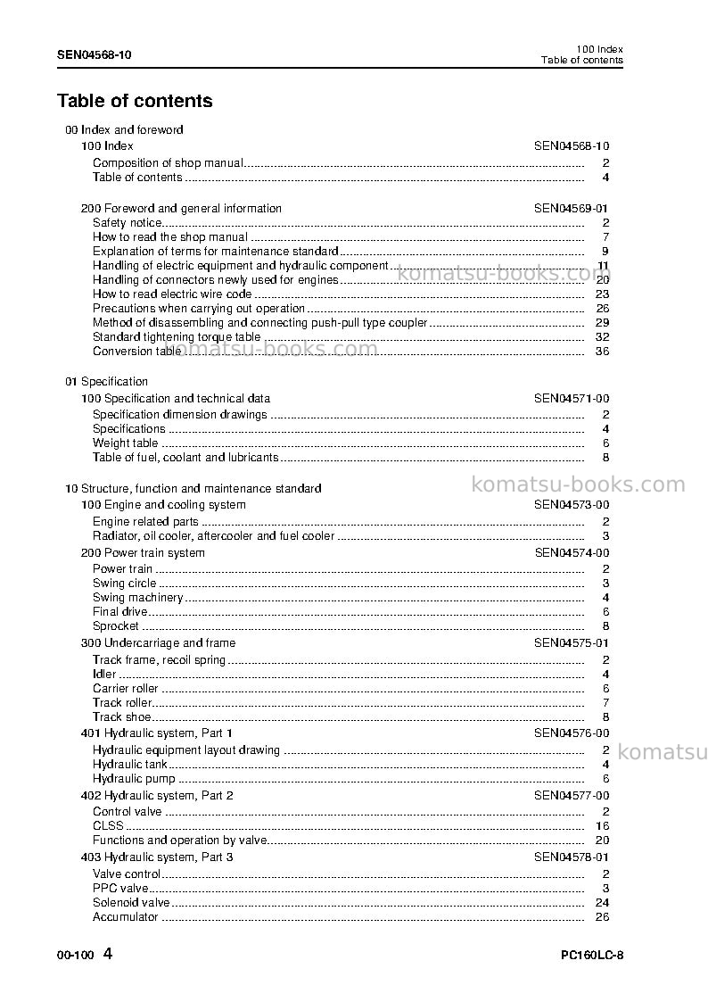 Komatsu pc160lc-8jpn-work equipment grease 500h Repair & maintenance cover Page 6