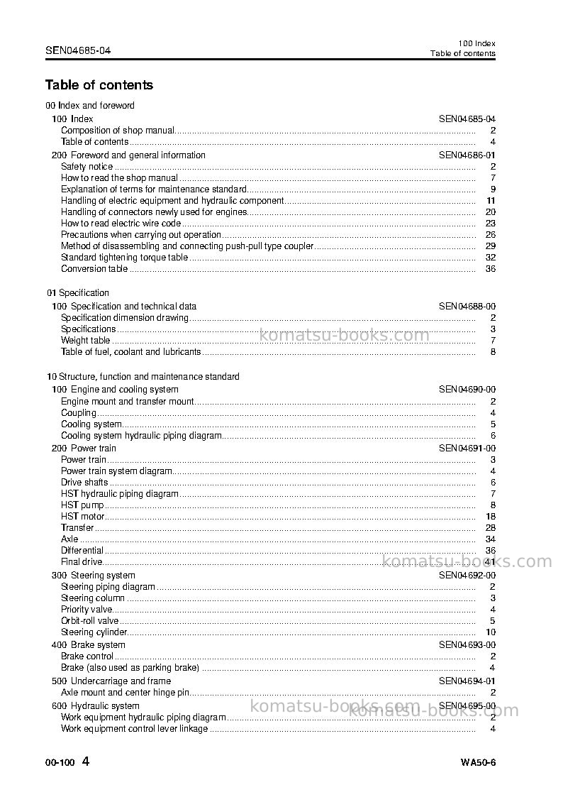 Komatsu wa50-6jpn Repair & maintenance cover Page 6
