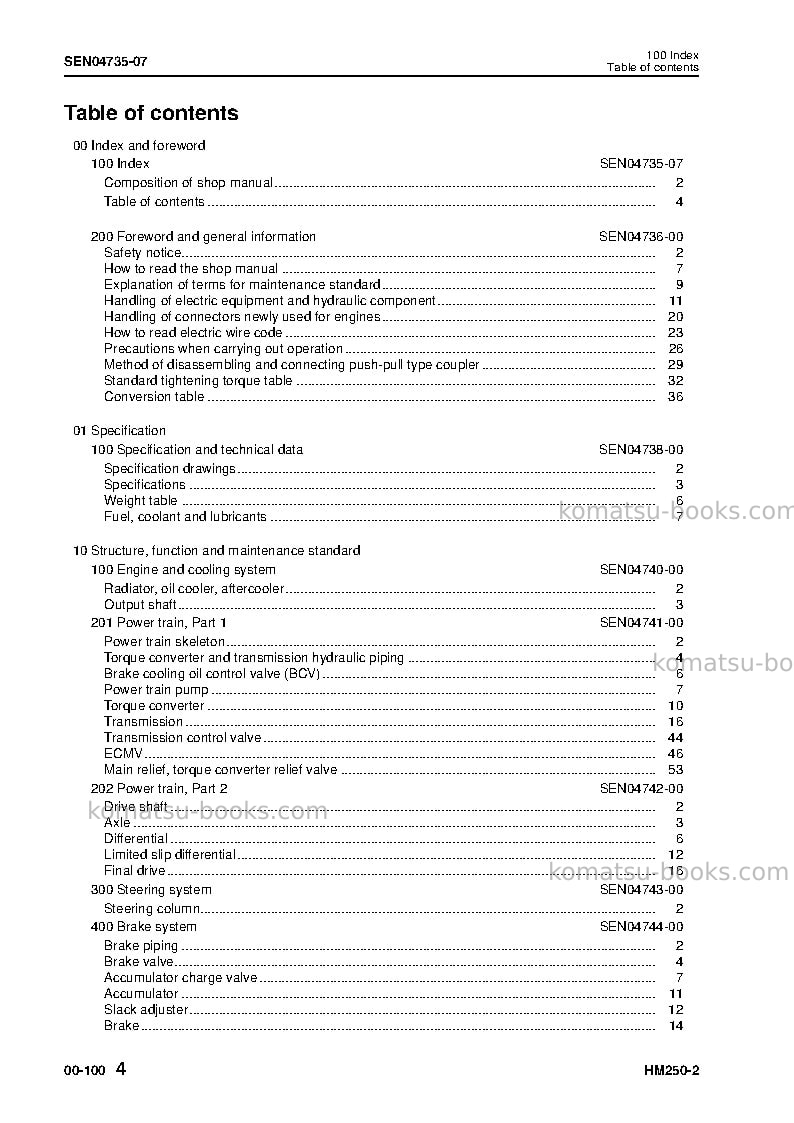 Komatsu hm250-2jpn Repair & maintenance cover Page 6