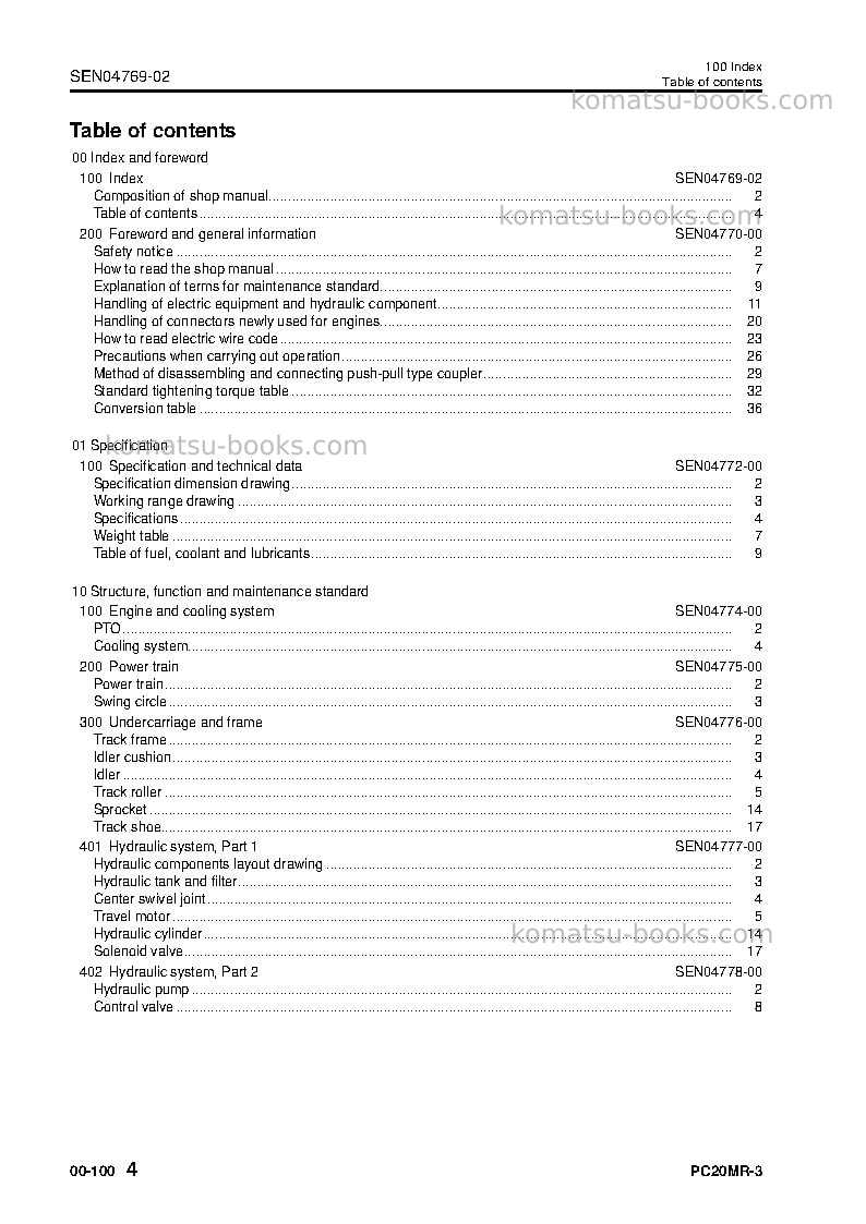 Komatsu pc20mr-3jpn-for canopy Repair & maintenance cover Page 6