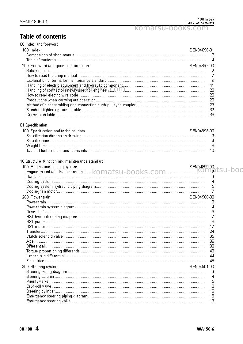 Komatsu wa150-6jpn-for n. america Repair & maintenance cover Page 6