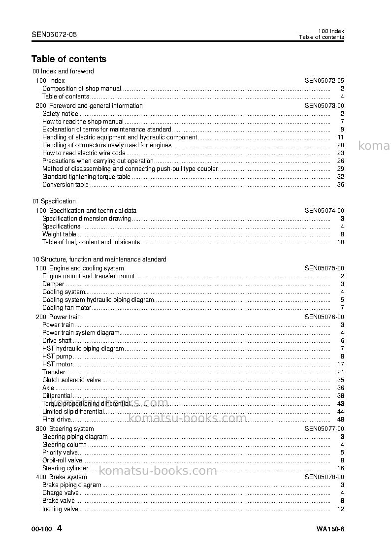 Komatsu wa150-6jpn Repair & maintenance cover Page 6