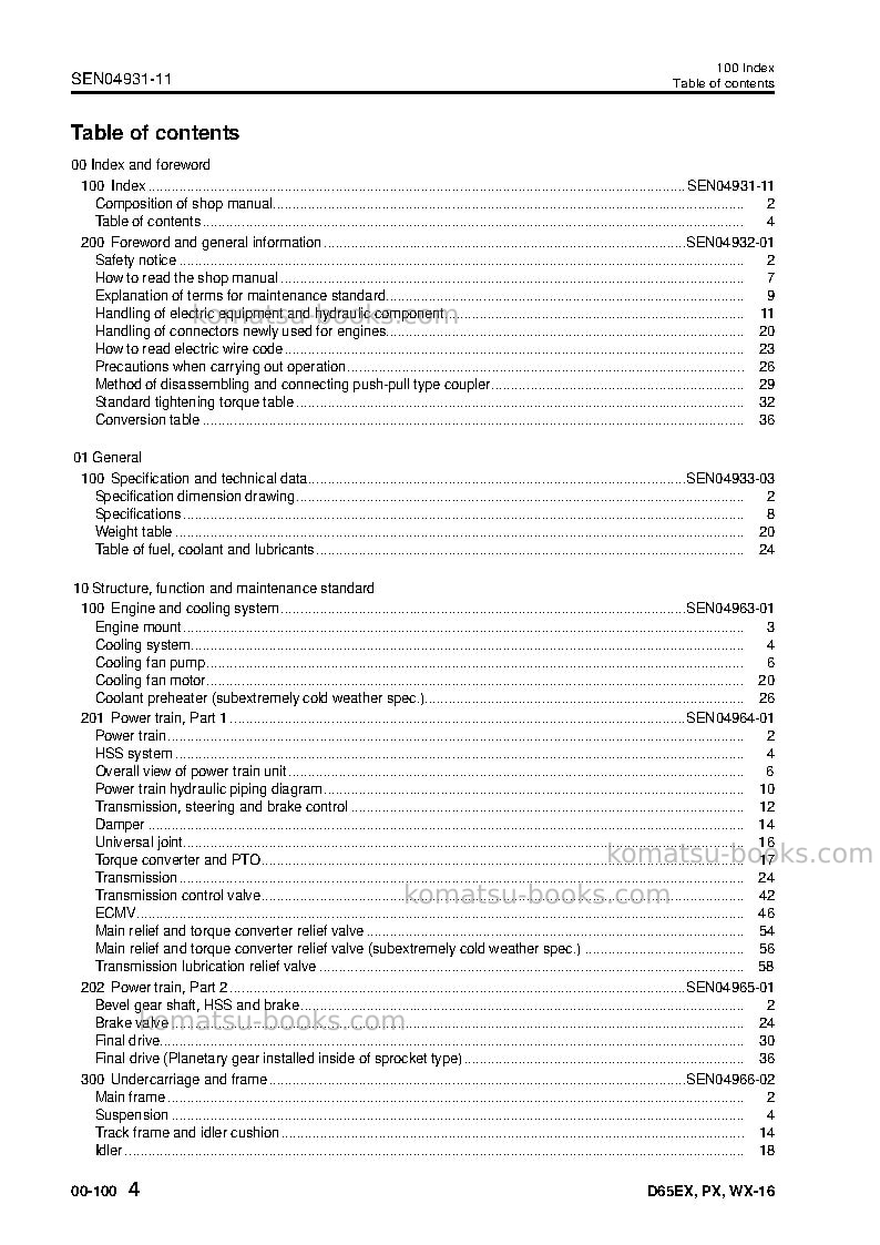 Komatsu d65px-16jpn Repair & maintenance cover Page 6 Komatsu d65px-16jpn Repair & maintenance cover Page 6