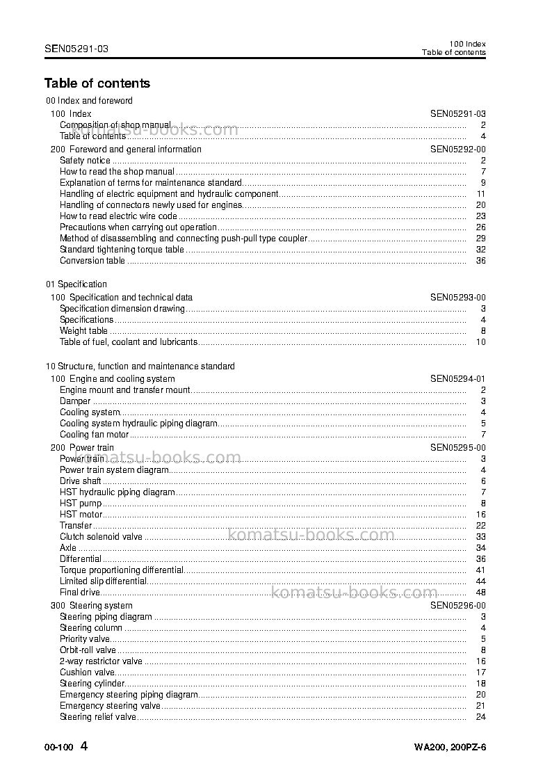 Komatsu wa200pz-6jpn Repair & maintenance cover Page 6