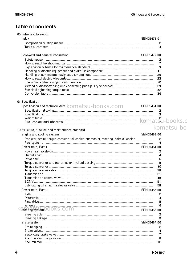 Komatsu hd785-7jpn--40c degree for cis Repair & maintenance cover Page 6