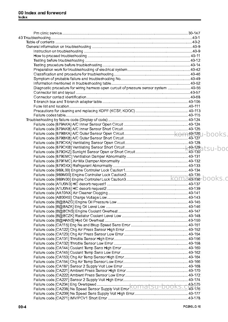 Komatsu pc290lc-10jpn Repair & maintenance cover Page 6 Komatsu pc290lc-10jpn Repair & maintenance cover Page 6