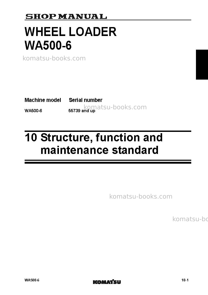 Komatsu wa500-6jpn-stone handling spec. Repair & maintenance cover Page 6