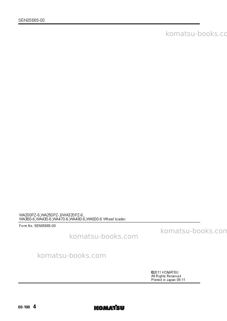 Komatsu wa200pz-6jpn-for kal Repair & maintenance cover Page 6