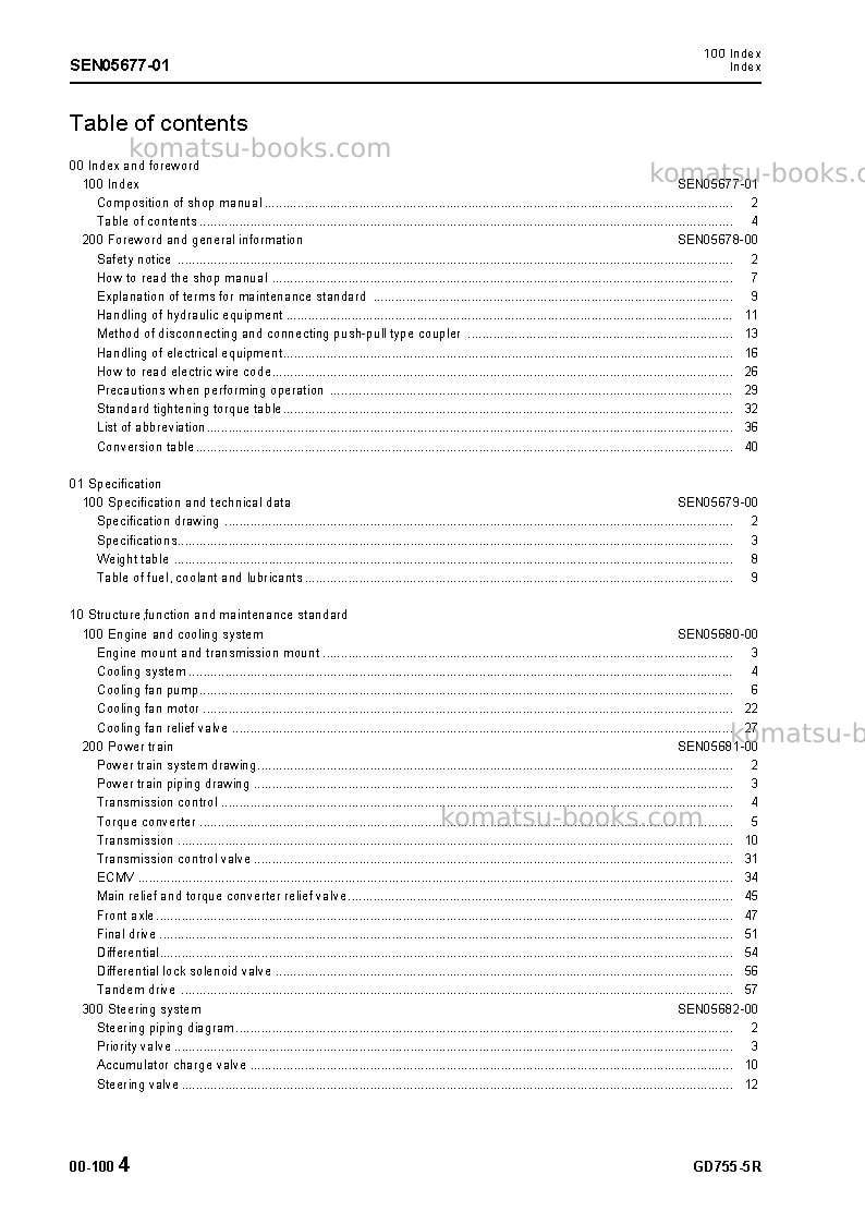 Komatsu gd755-5jpn-r Repair & maintenance cover Page 6
