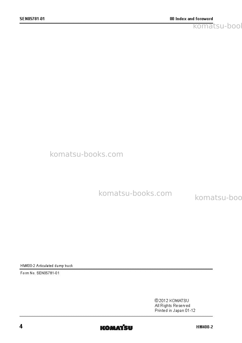 Komatsu hm400-2jpn-for kal Repair & maintenance cover Page 6