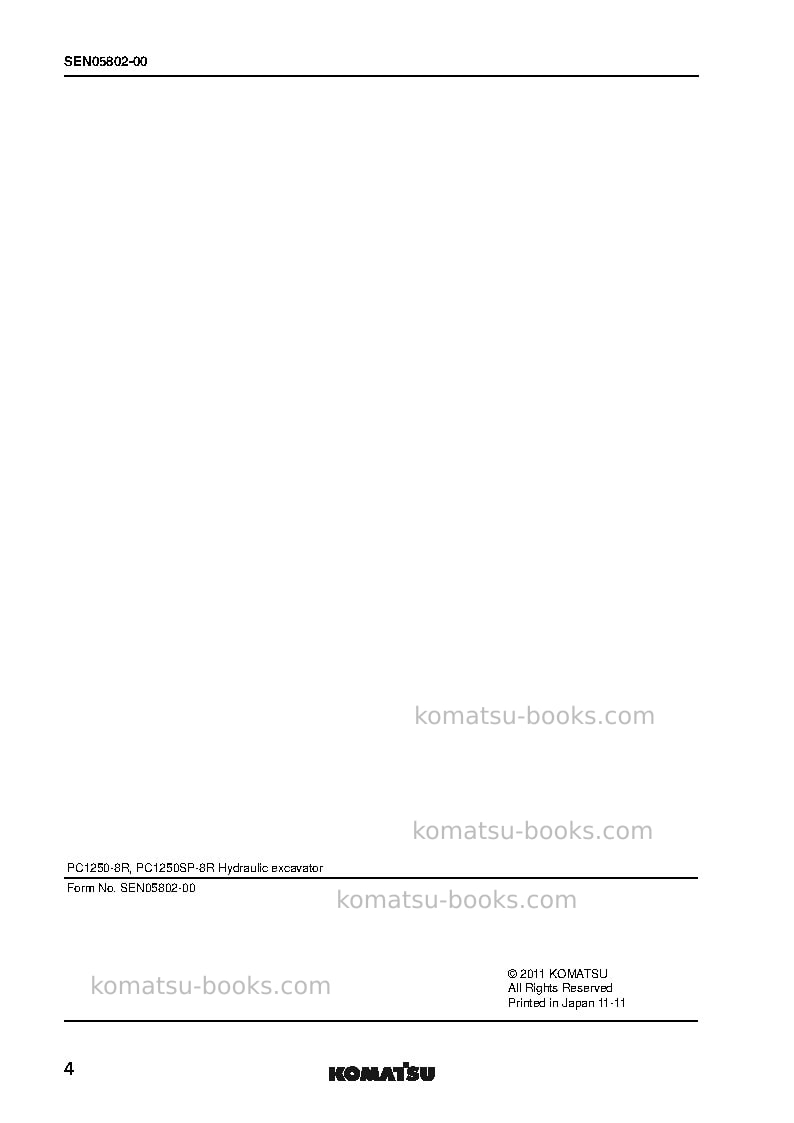 Komatsu pc1250-8jpn-w/o egr, for kal Repair & maintenance cover Page 6