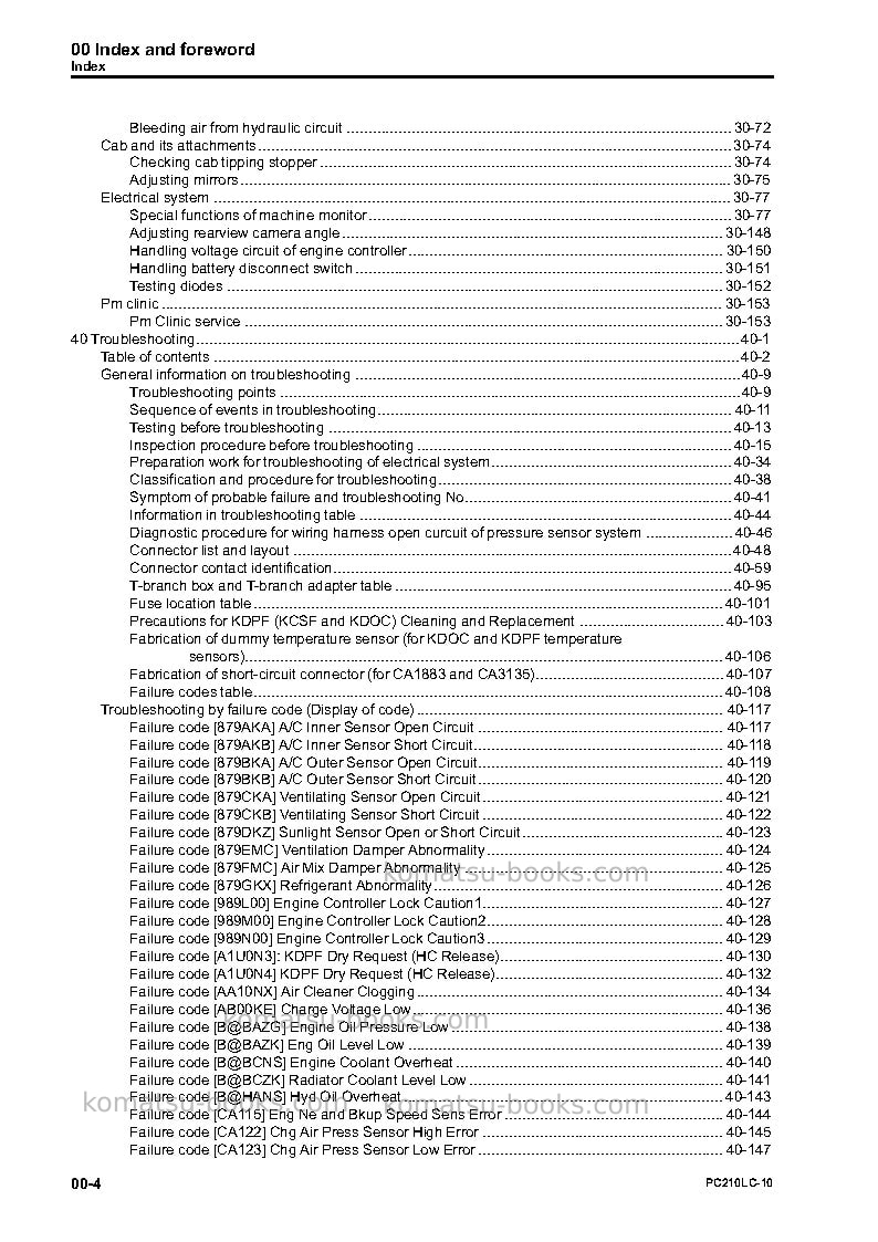Komatsu pc210lc-10jpn Repair & maintenance cover Page 6 Komatsu pc210lc-10jpn Repair & maintenance cover Page 6