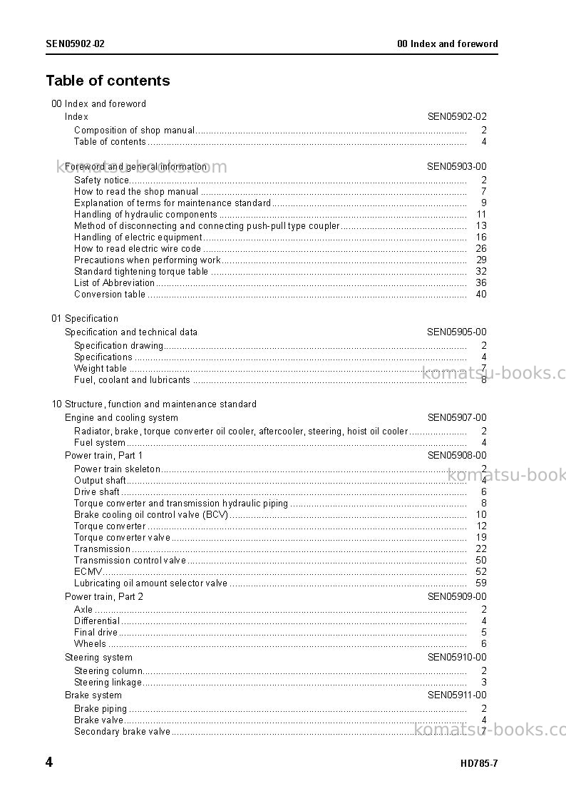 Komatsu hd785-7jpn Repair & maintenance cover Page 6