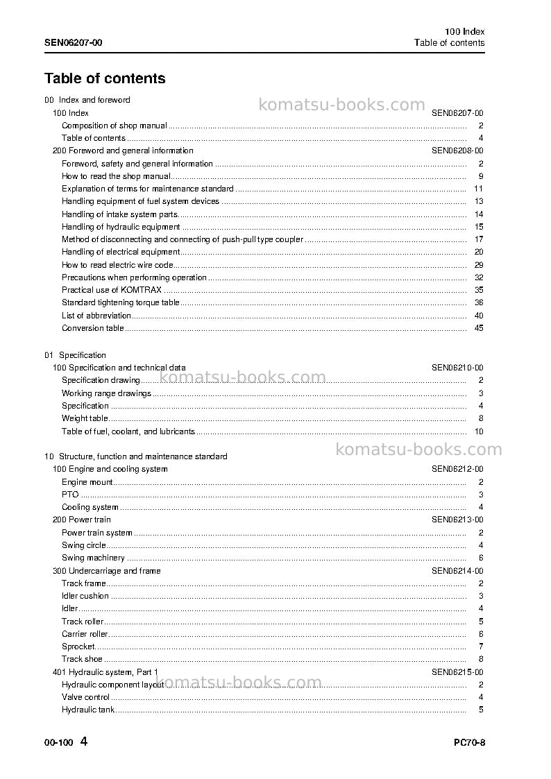 Komatsu pc70-8jpn Repair & maintenance cover Page 6