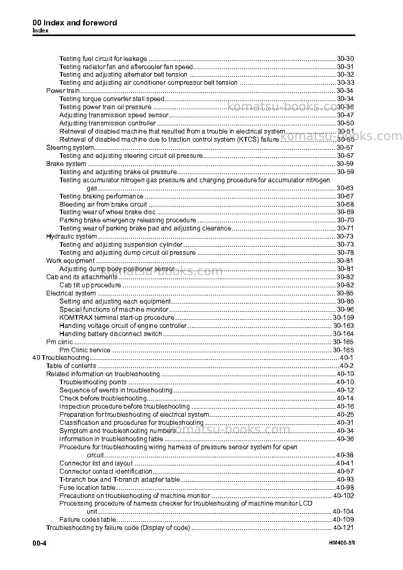 Komatsu hm400-3jpn-r Repair & maintenance cover Page 6 Komatsu hm400-3jpn-r Repair & maintenance cover Page 6