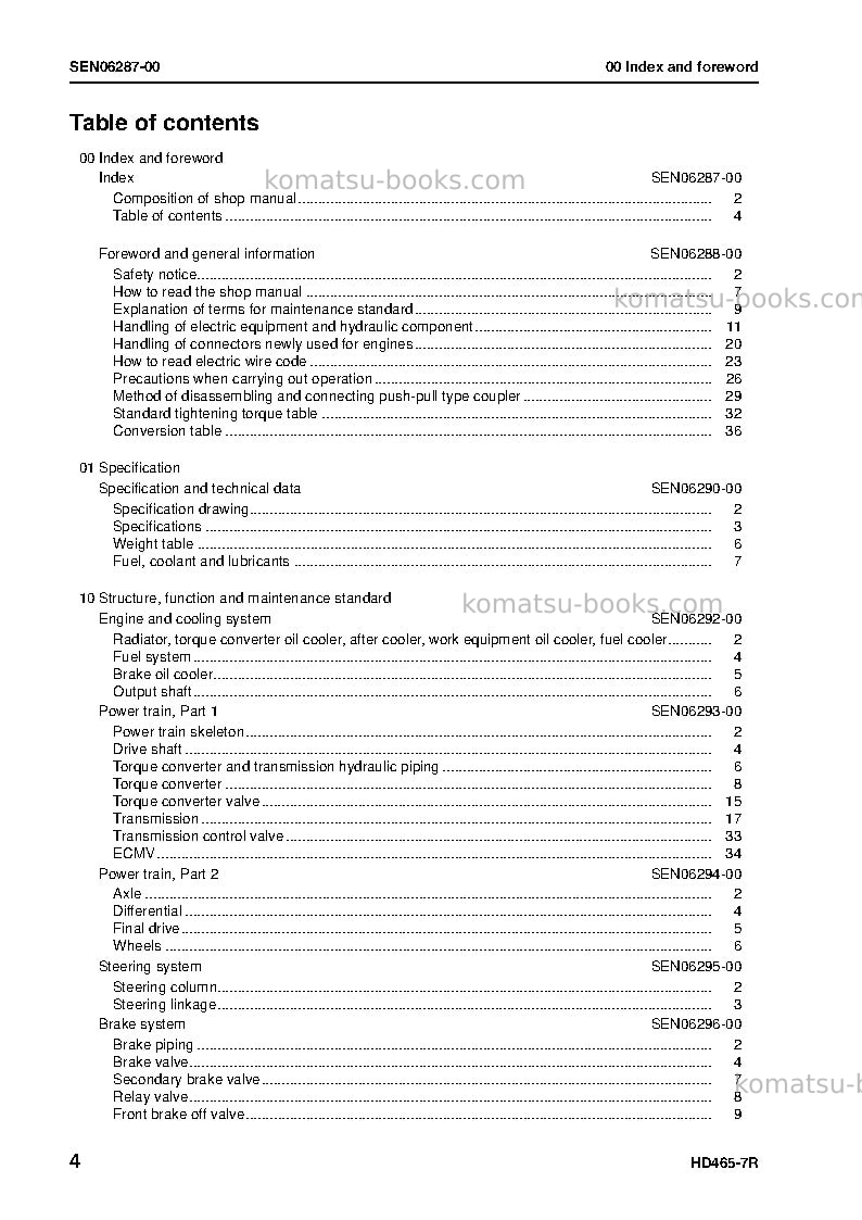 Komatsu hd465-7jpn-w/o egr, -40c degree Repair & maintenance cover Page 6