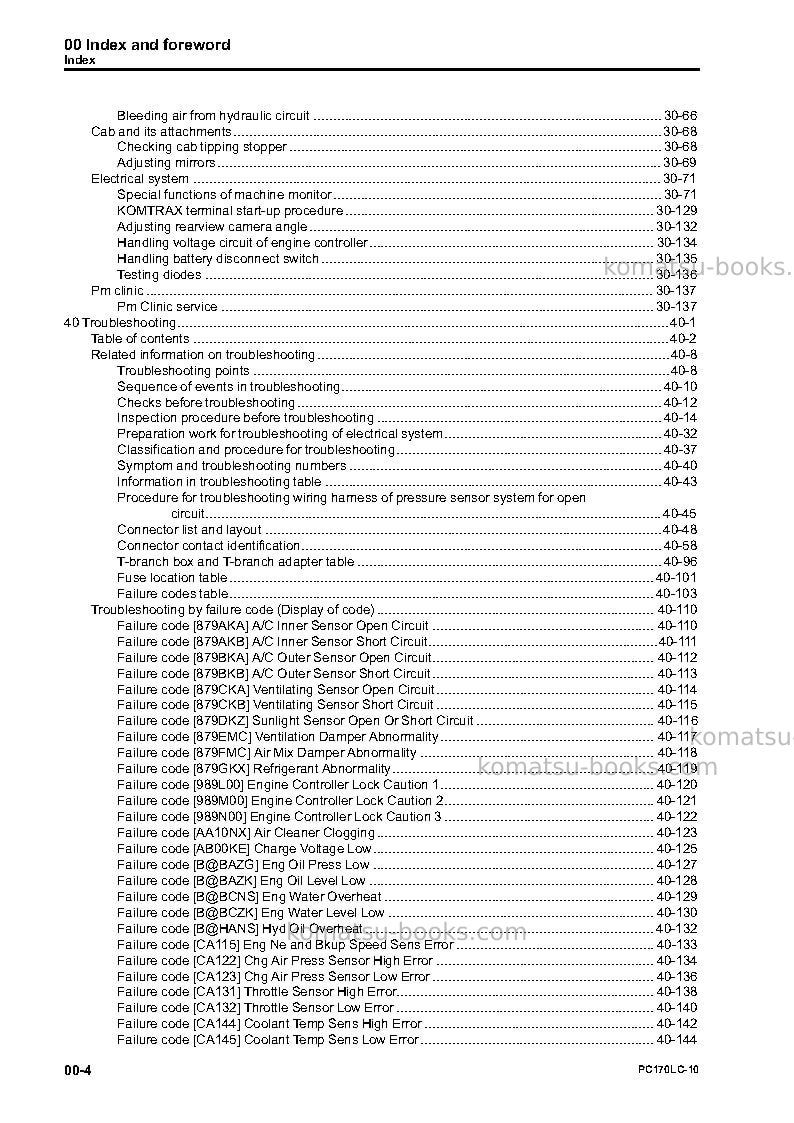 Komatsu pc170lc-10jpn Repair & maintenance cover Page 6 Komatsu pc170lc-10jpn Repair & maintenance cover Page 6
