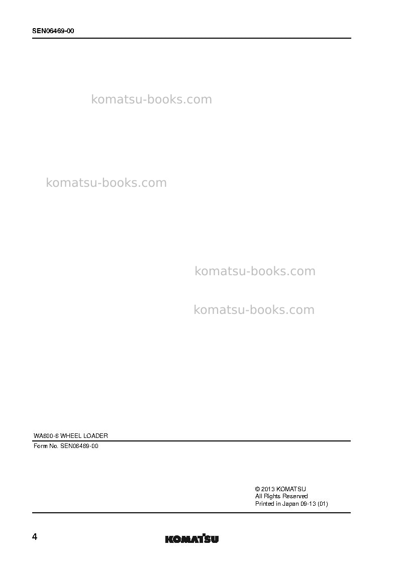 Komatsu wa600-6jpn-for kal Repair & maintenance cover Page 6
