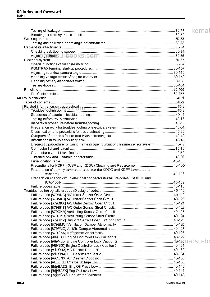 Komatsu pc228uslc-10jpn Repair & maintenance cover Page 6 Komatsu pc228uslc-10jpn Repair & maintenance cover Page 6