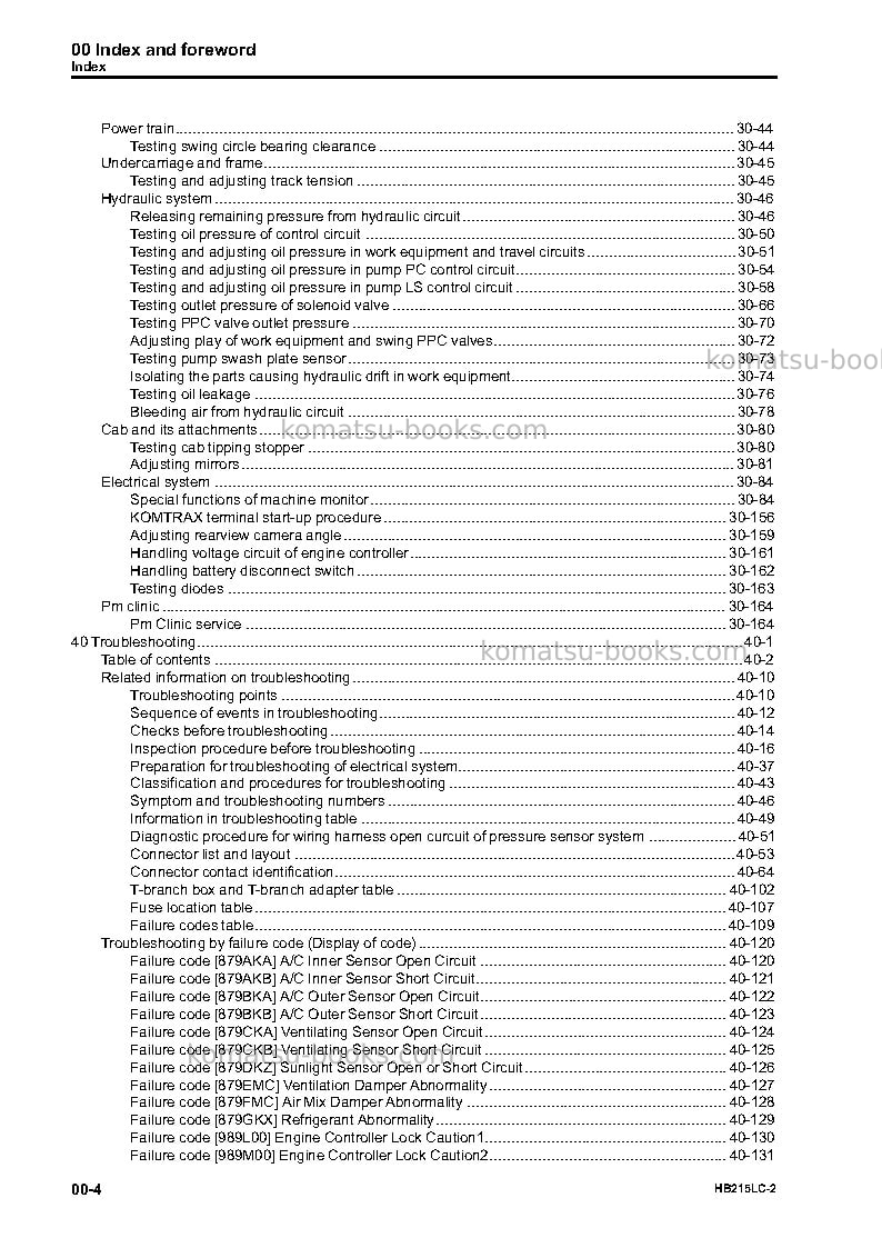 Komatsu hb215lc-2jpn Repair & maintenance cover Page 6 Komatsu hb215lc-2jpn Repair & maintenance cover Page 6
