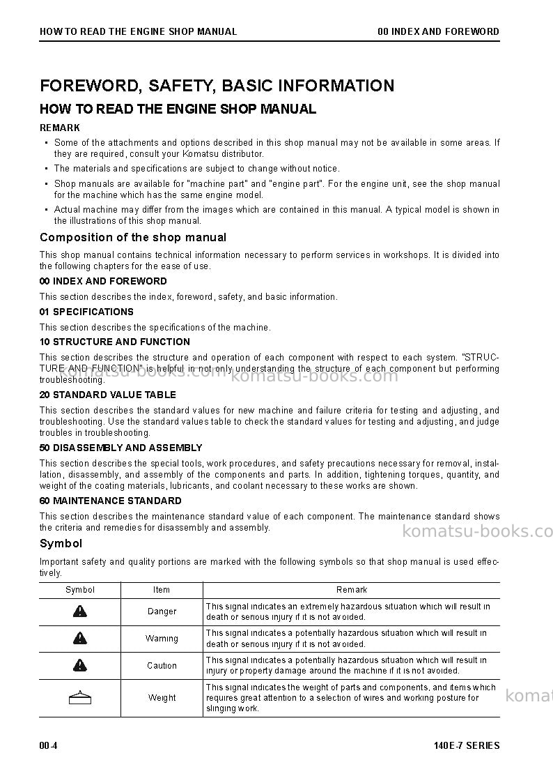 Komatsu 140e-7 seriesjpn Repair & maintenance cover Page 6 Komatsu 140e-7 seriesjpn Repair & maintenance cover Page 6