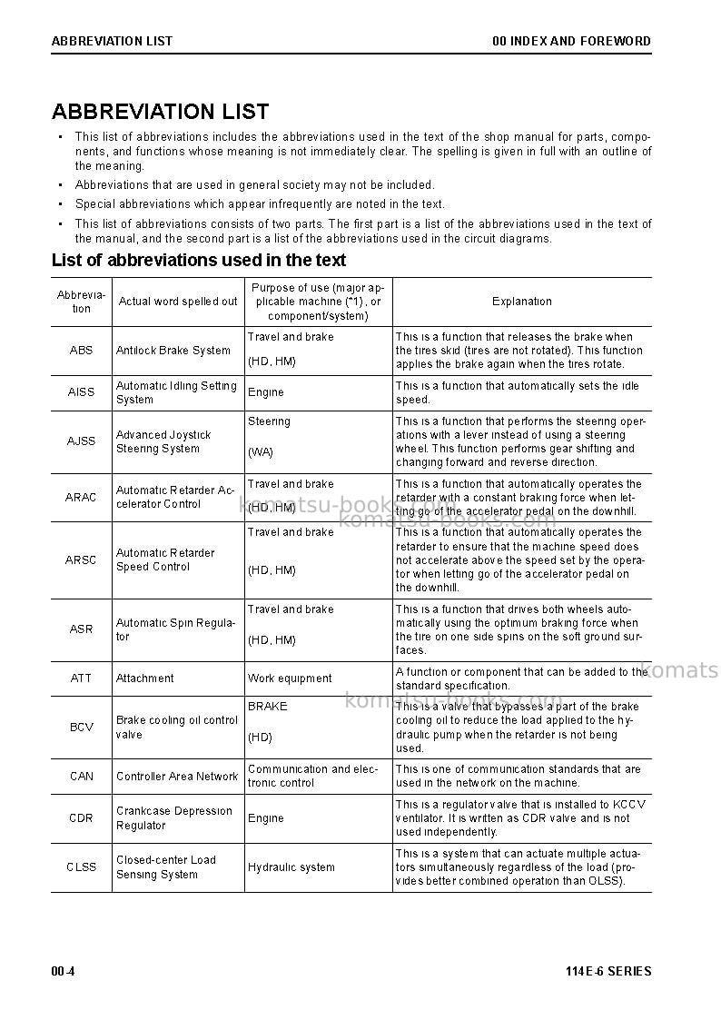 Komatsu 6d114e-6jpn Repair & maintenance cover Page 6 Komatsu 6d114e-6jpn Repair & maintenance cover Page 6