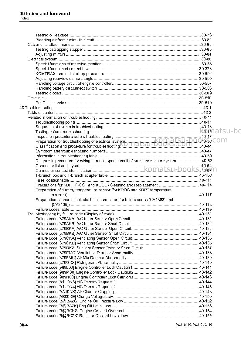 Komatsu pc210i-10jpn Repair & maintenance cover Page 6 Komatsu pc210i-10jpn Repair & maintenance cover Page 6