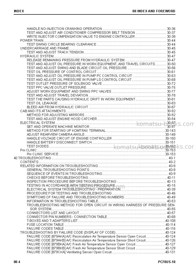 Komatsu pc78us-10jpn Repair & maintenance cover Page 6 Komatsu pc78us-10jpn Repair & maintenance cover Page 6