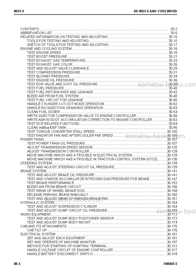 Komatsu hm400-5jpn Repair & maintenance cover Page 6 Komatsu hm400-5jpn Repair & maintenance cover Page 6